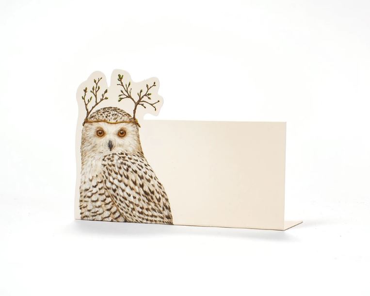 Place Card - Winter Owl calligraphy