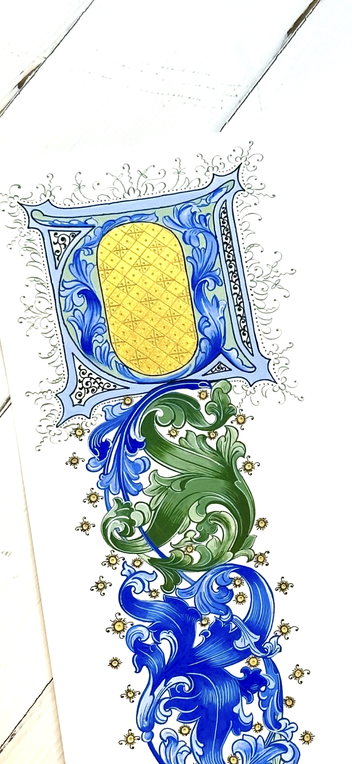 Traditional Gesso Gilding on Vellum & Acanthus Leaf Drawing