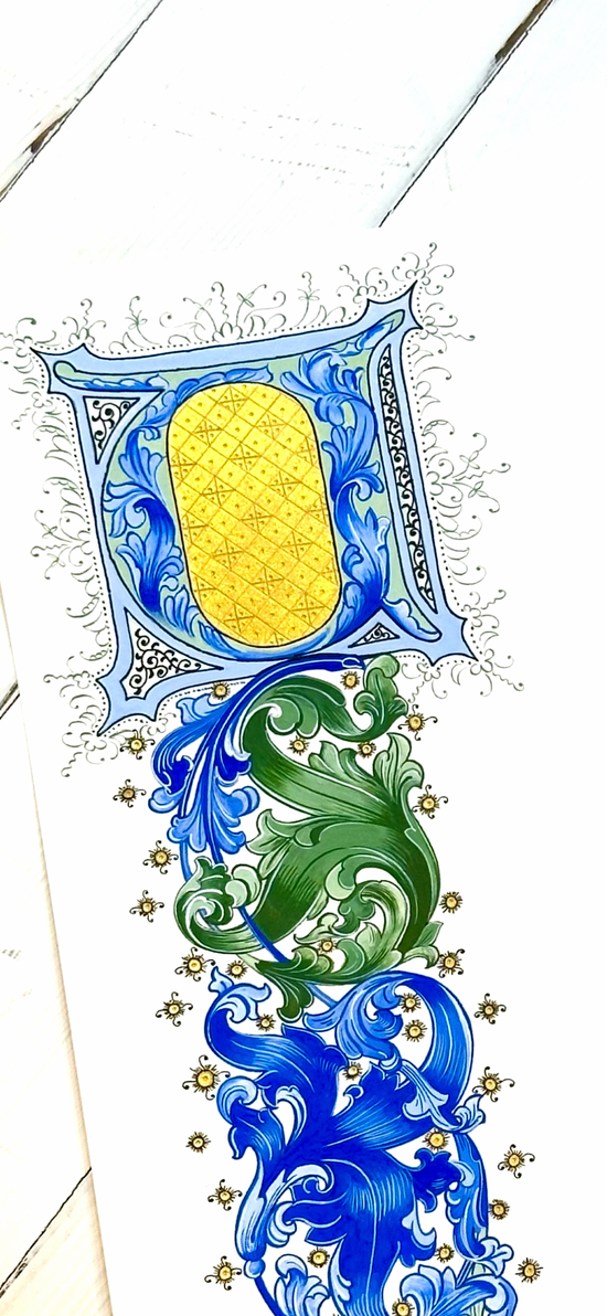 Traditional Gesso Gilding on Vellum & Acanthus Leaf Drawing
