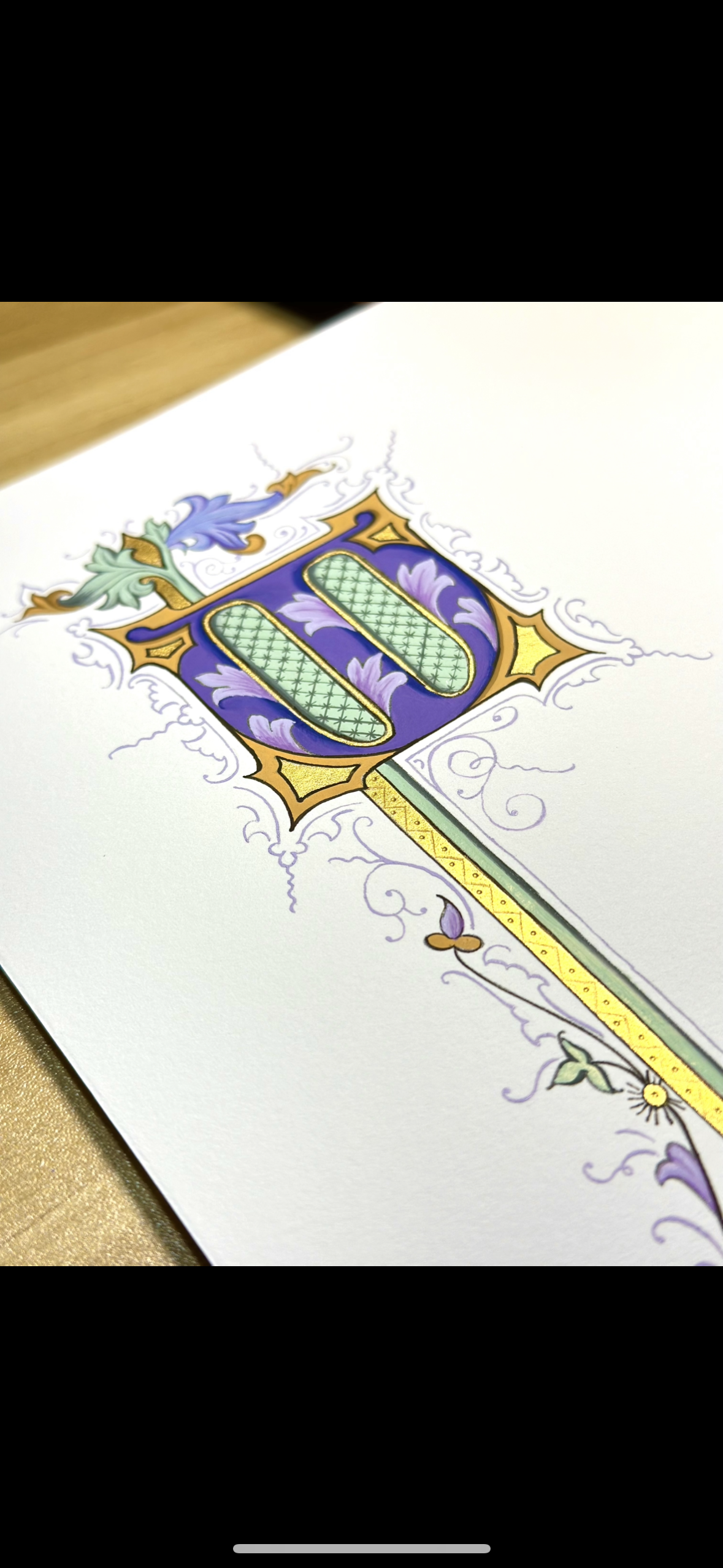Traditional Gesso Gilding on Vellum & Acanthus Leaf Drawing