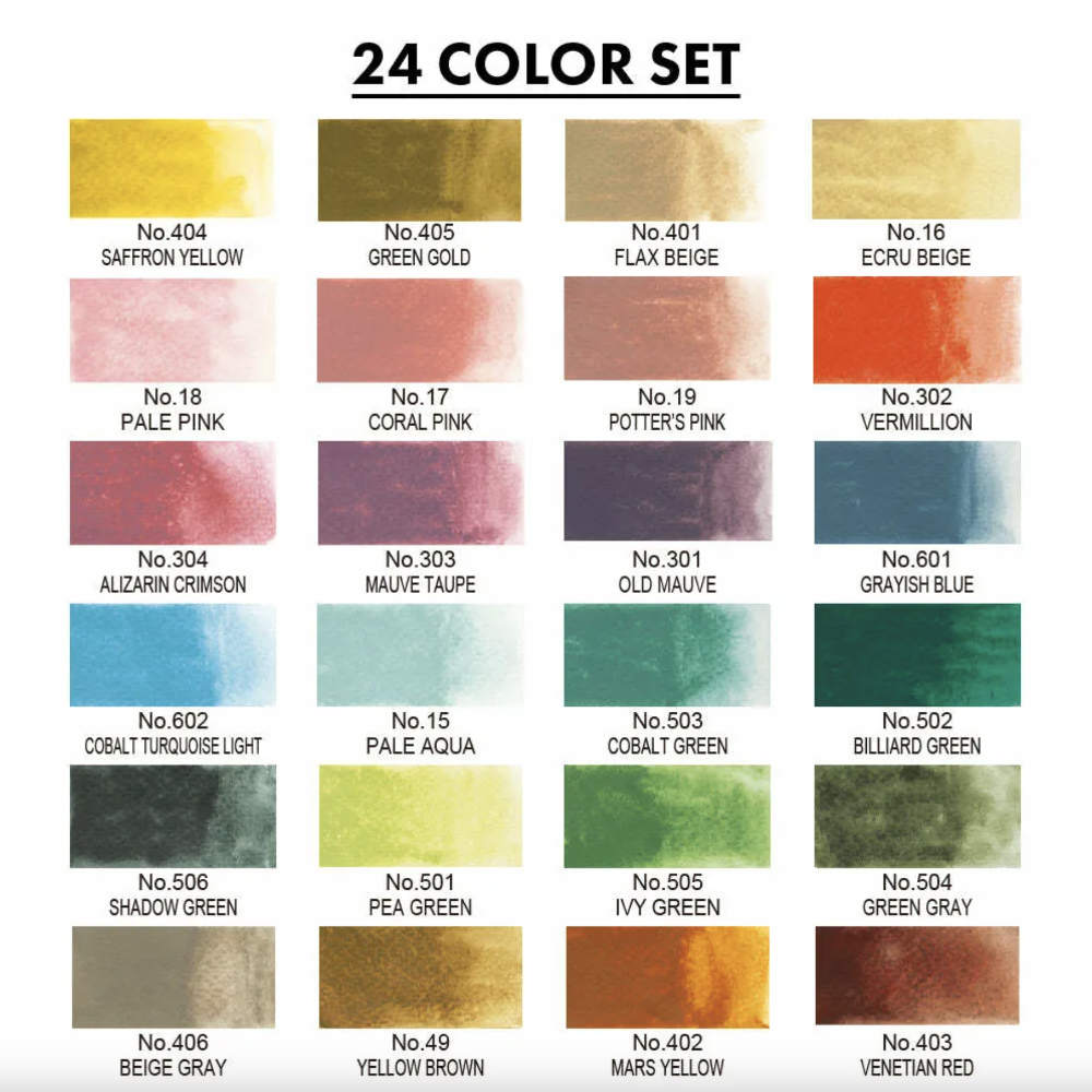 Kuretake Gansai Tambi 24-colour Set II Art nouveau (MC20/24V/NW)