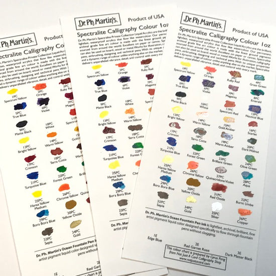 Dr. Ph. Martin's Spectralite Colour Chart handmade calligraphy