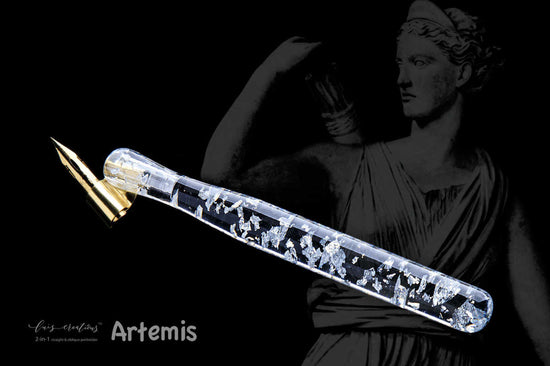 Load image into Gallery viewer, Resin Calligraphy Penholder Luis Creations Artemis Silver
