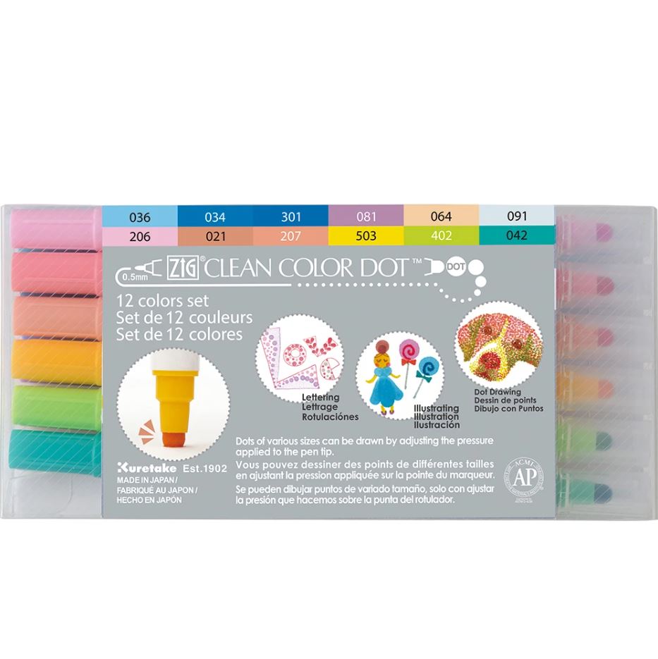 ZIG Kuretake Clean Colour Dot - Set of 12 