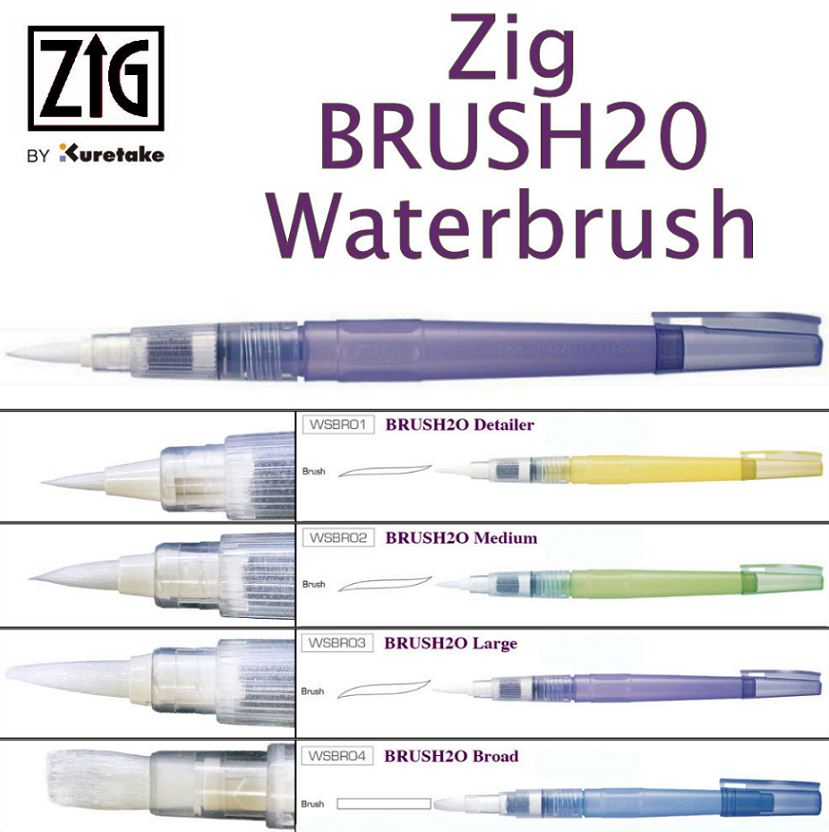 ZIG BrusH20 Waterbrush Set of 4 