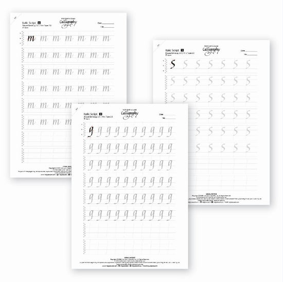  ITALIC Minuscules & Majuscules lowercase uppercase Practice Sheets 