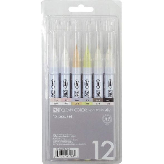 ZIG Kuretake Clean Colour Real Brushes - Set of 12