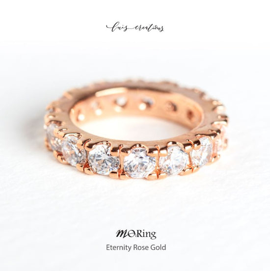 MoRing - Eternity Rose Gold calligraphy copperplate oblique straight italic gothic