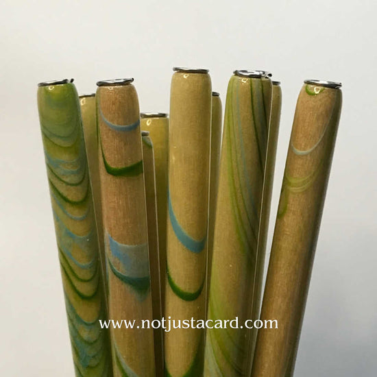 Manuscript Straight Penholder - Blue/Green Marbled 