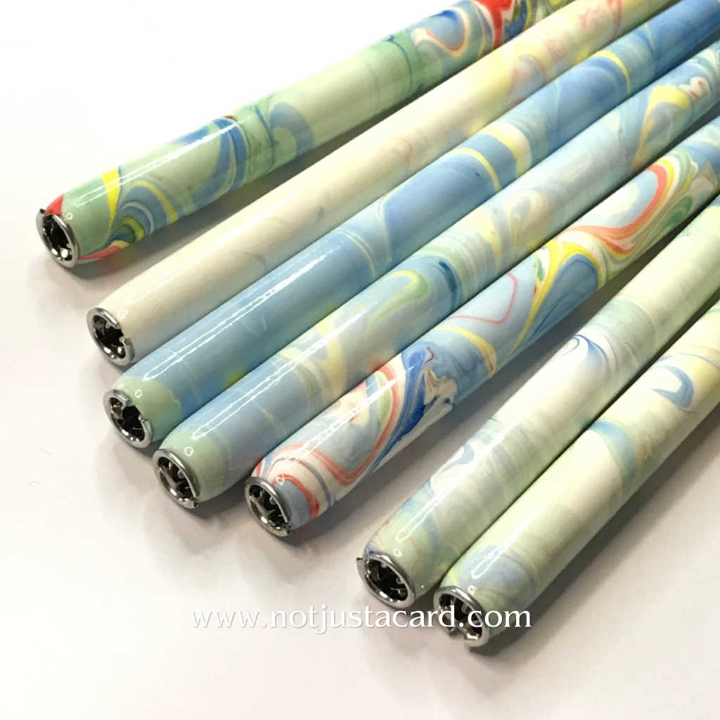 Manuscript Straight Penholder - Multi-Coloured Marbled