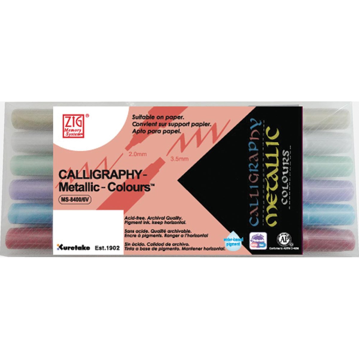 ZIG Kuretake Metallic Calligraphy Markers - Set of 6