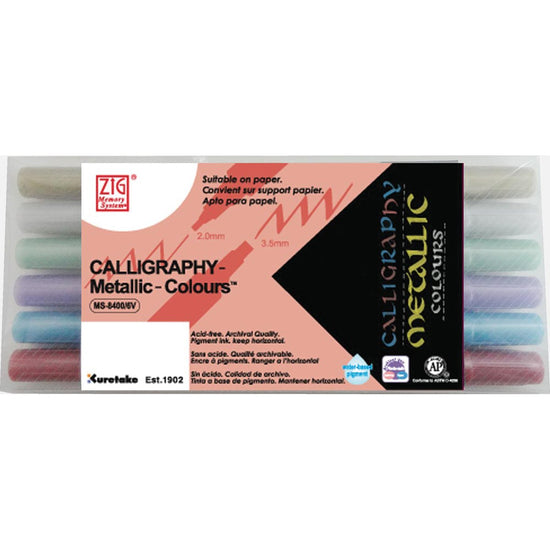 ZIG Kuretake Metallic Calligraphy Markers - Set of 6